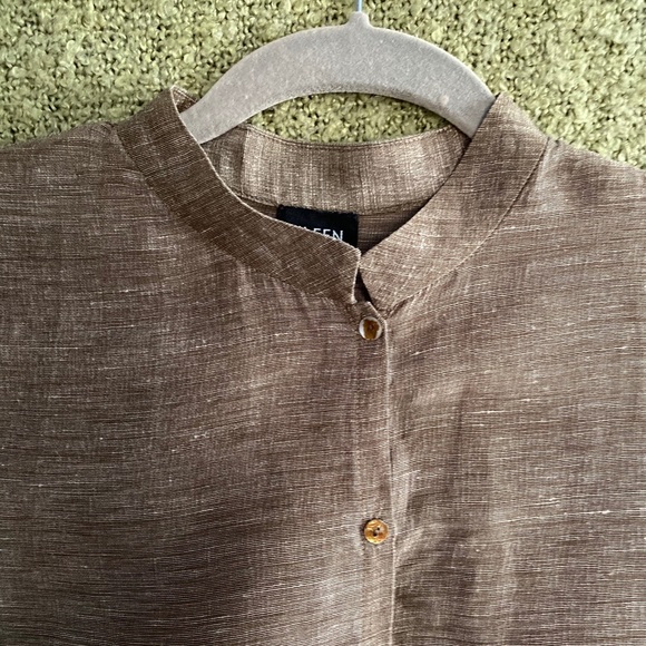 Eileen Fisher Brown Linen Tunic Top - Picture 3 of 7
